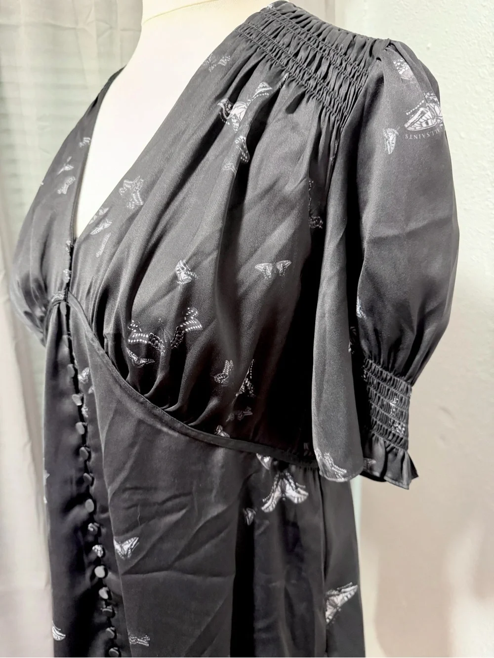 AllSaints | Butterfly Print Satin Mini Dress | US 12 - Picture 5 of 8